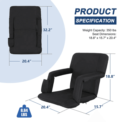 Portable Wide Stadium Seat With Reclining Back Cushion Bleachers Chair For Outdoor Sports Events 4