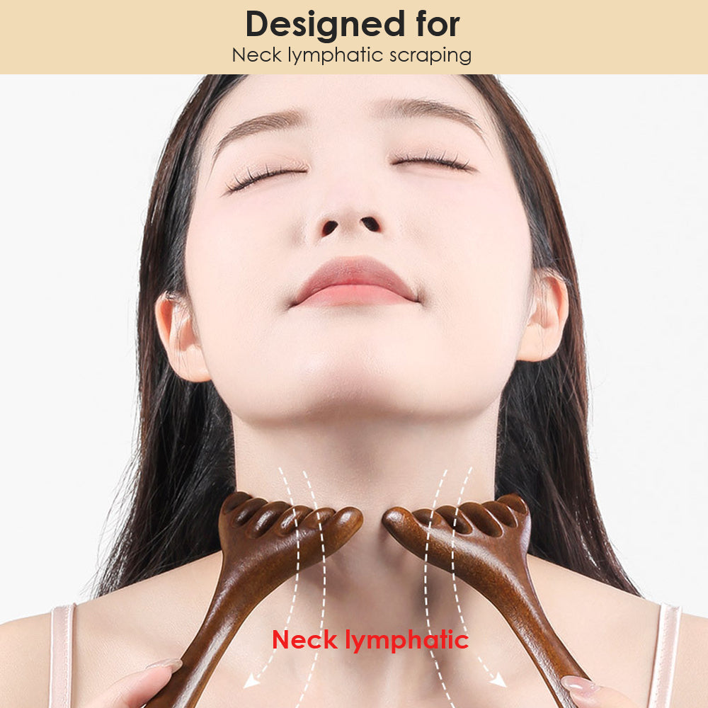 AntiStatic Wooden Head Massager Comb 6Claw Meridian Brush for Blood Circulation  Gua Sha