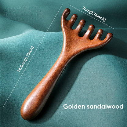 AntiStatic Wooden Head Massager Comb 6Claw Meridian Brush for Blood Circulation  Gua Sha
