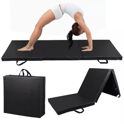 Tri Fold Folding Gym Exercise Mat Black Yoga Mat With Handle For Home  Fitness Training 2