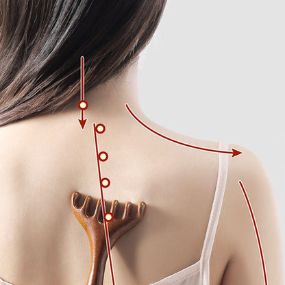 AntiStatic Wooden Head Massager Comb 6Claw Meridian Brush for Blood Circulation  Gua Sha