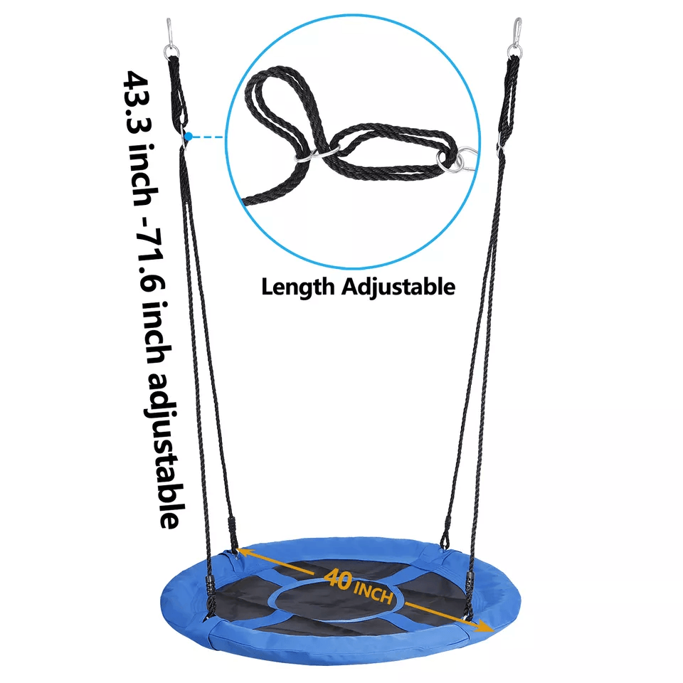 Blue Saucer Tree Swing Set For Kids Outdoor Flying Swing Seat With Hanging Ropes Adjustable Rope He 10