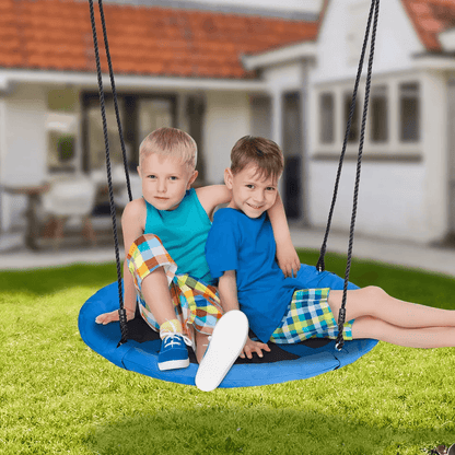 Blue Saucer Tree Swing Set For Kids Outdoor Flying Swing Seat With Hanging Ropes Adjustable Rope He 1