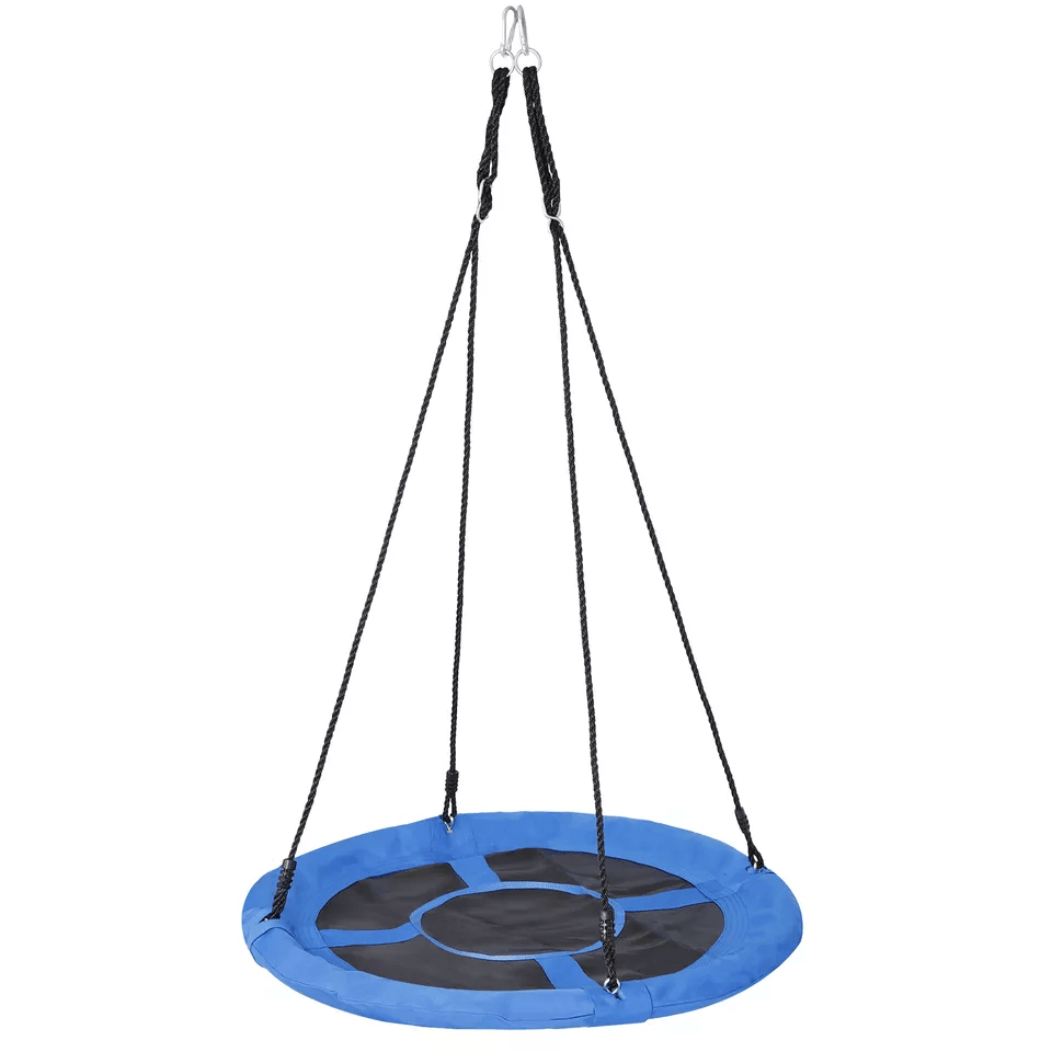Blue Saucer Tree Swing Set For Kids Outdoor Flying Swing Seat With Hanging Ropes Adjustable Rope He 11