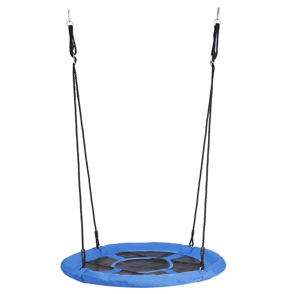 Blue Saucer Tree Swing Set For Kids Outdoor Flying Swing Seat With Hanging Ropes Adjustable Rope He 13