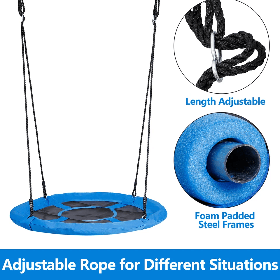 Blue Saucer Tree Swing Set For Kids Outdoor Flying Swing Seat With Hanging Ropes Adjustable Rope He 4