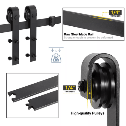 Modern Sliding Barn Door Hardware Kit Closet Track Rail System For Home Interiors 4