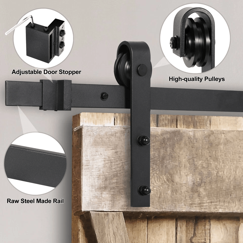 Modern Sliding Barn Door Hardware Kit Closet Track Rail System For Home Interiors 1