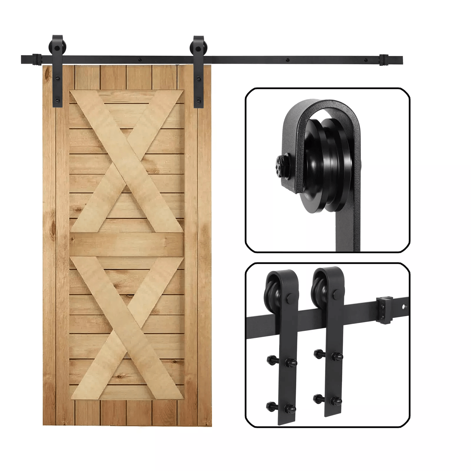 Modern Sliding Barn Door Hardware Kit, Closet Track Rail System for Home Interiors