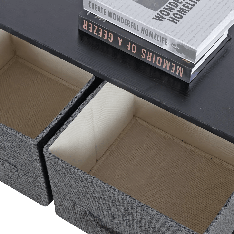 Fabric Dresser For Bedroom With Drawers Dark Grey Wide Chest Of Drawers Storage Unit With Metal Fra 4
