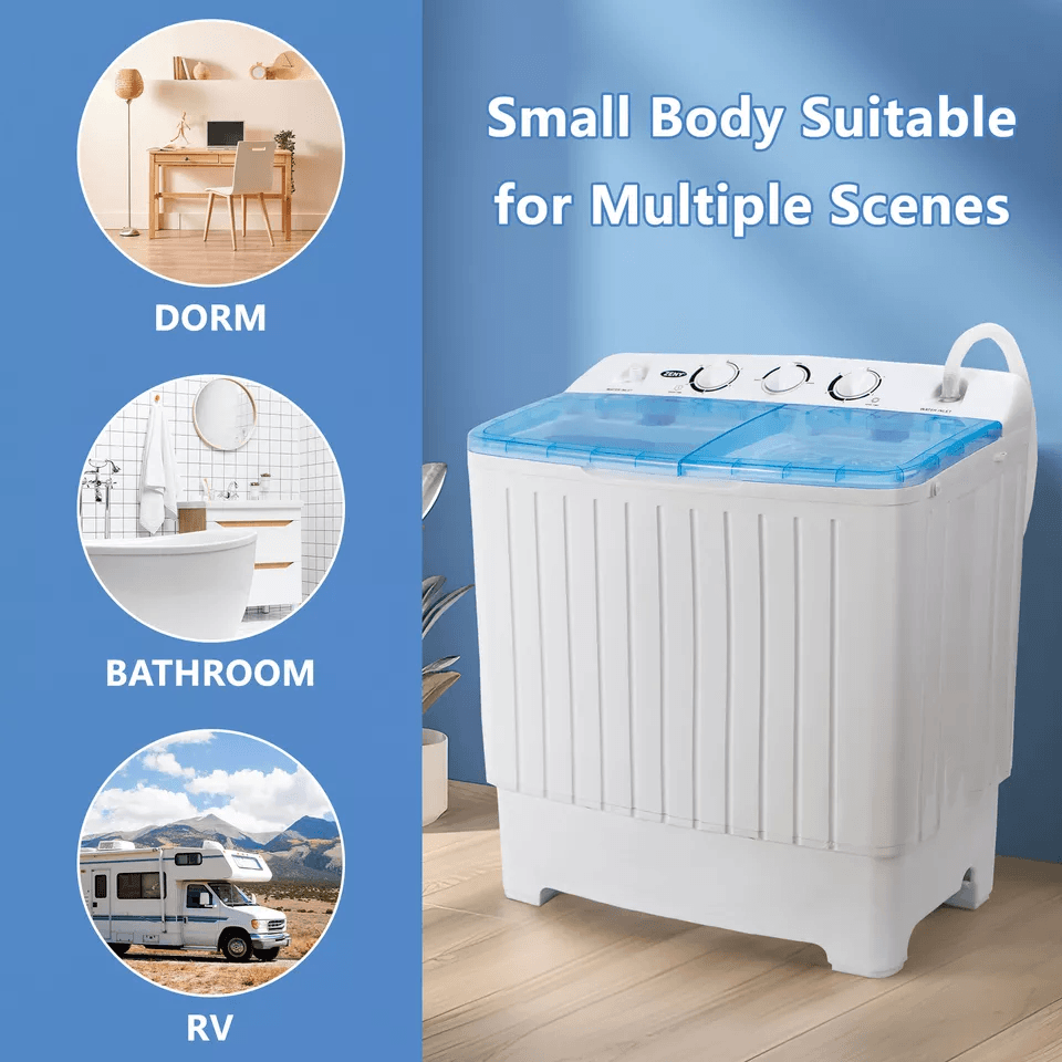 Portable Washing Machine Twin Tub Compact Washer  Spinner Combo Ideal For Apartments Dorms RVs 1