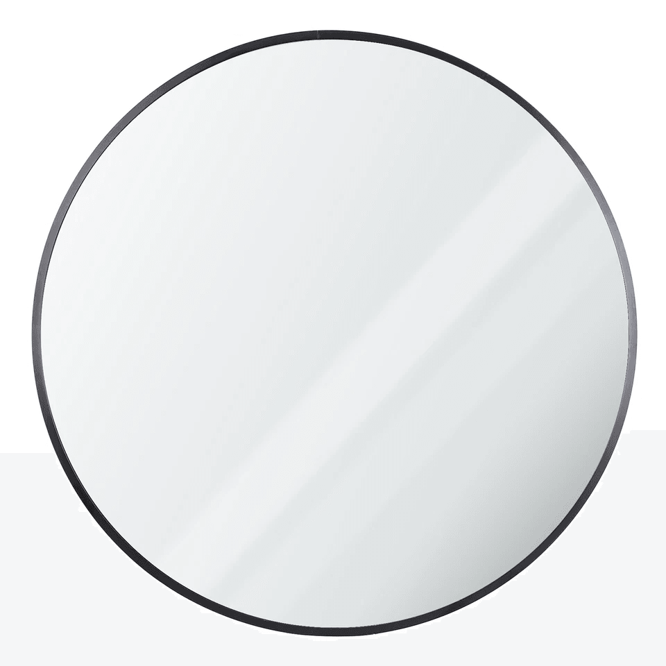 Wall Mounted Round Mirror Black Frame Stylish Bathroom Mirror With Durable Metal Frame For Home Dec