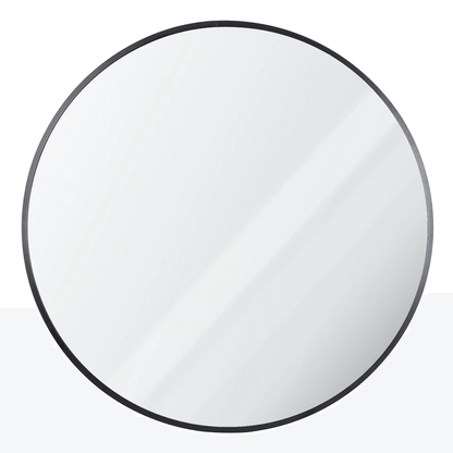 Wall Mounted Round Mirror Black Frame Stylish Bathroom Mirror With Durable Metal Frame For Home Dec