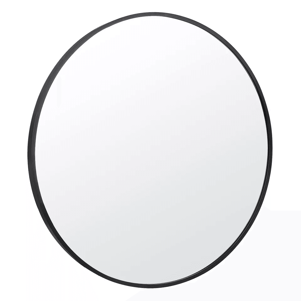 Wall Mounted Round Mirror Black Frame Stylish Bathroom Mirror With Durable Metal Frame For Home Dec