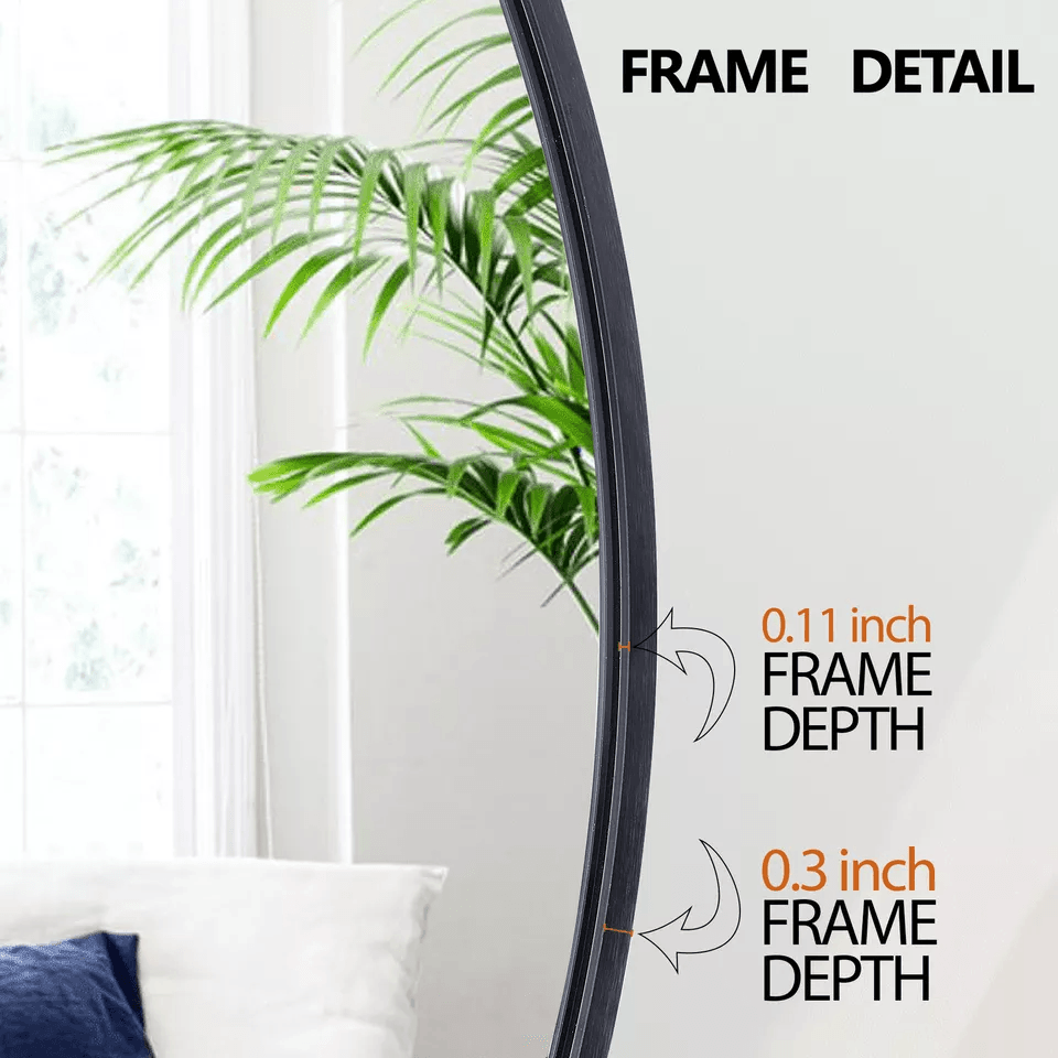 Wall Mounted Round Mirror Black Frame Stylish Bathroom Mirror With Durable Metal Frame For Home Dec