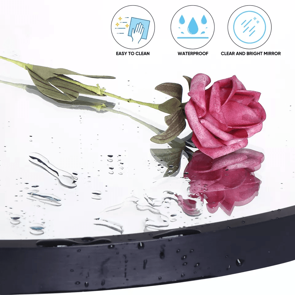 Wall Mounted Round Mirror Black Frame Stylish Bathroom Mirror With Durable Metal Frame For Home Dec
