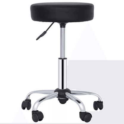 Hydraulic Rolling Stool Swivel Salon Chair, Adjustable Height Black Office & Tattoo Stool with Wheels for Clinic or Home