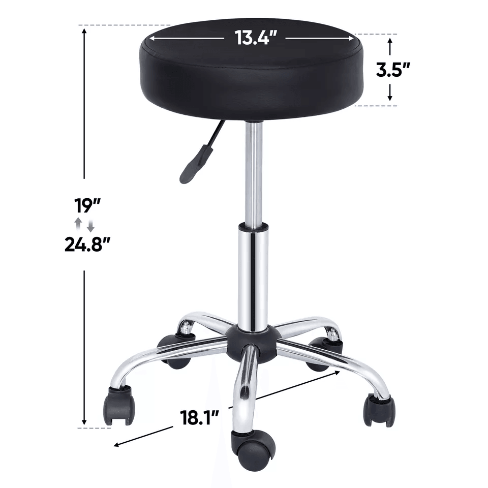 Hydraulic Rolling Stool Swivel Salon Chair Adjustable Height Black Office  Tattoo Stool With Wheels 11