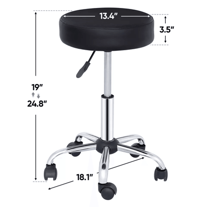 Hydraulic Rolling Stool Swivel Salon Chair Adjustable Height Black Office  Tattoo Stool With Wheels 11