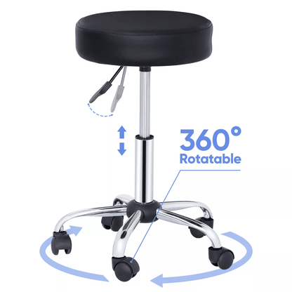 Hydraulic Rolling Stool Swivel Salon Chair Adjustable Height Black Office  Tattoo Stool With Wheels 1