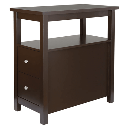 Narrow End Table With 2 Drawers  Open Shelf Slim Sofa Side Table For Living Room Bedroom Or Entrywa 2