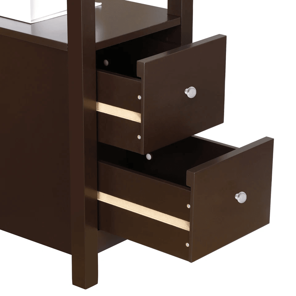 Narrow End Table With 2 Drawers  Open Shelf Slim Sofa Side Table For Living Room Bedroom Or Entrywa 3