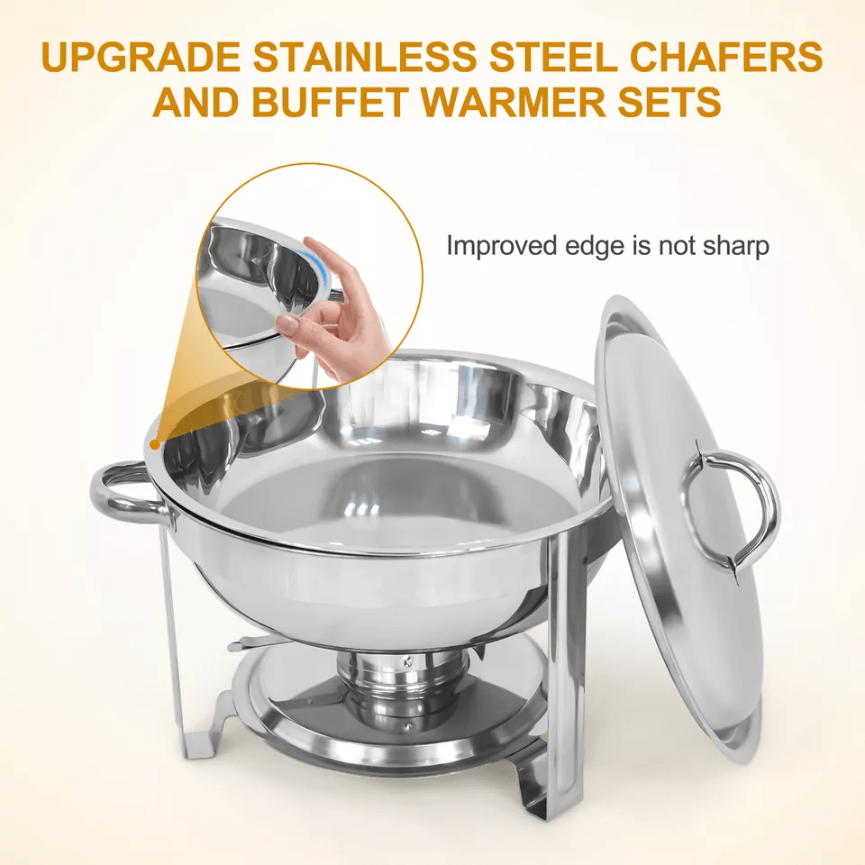 Round Chafing Dish Buffet Set Stainless Steel Catering Food Warmer For Parties  Events 4