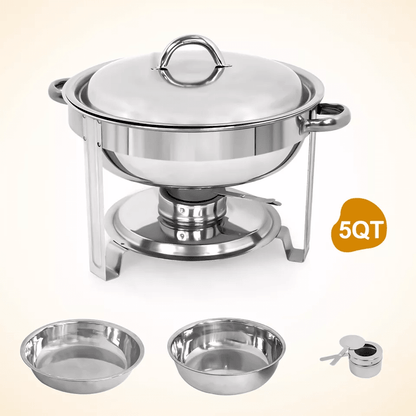 Round Chafing Dish Buffet Set Stainless Steel Catering Food Warmer for Parties & Events