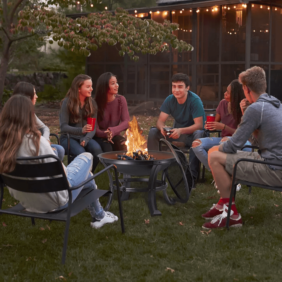 HeavyDuty Outdoor Wood Burning Fire Pit With Mesh Cover Ideal For Backyard BBQ Patio Heating Garden 1