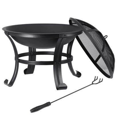 HeavyDuty Outdoor Wood Burning Fire Pit With Mesh Cover Ideal For Backyard BBQ Patio Heating Garden 15