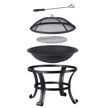 HeavyDuty Outdoor Wood Burning Fire Pit With Mesh Cover Ideal For Backyard BBQ Patio Heating Garden 16