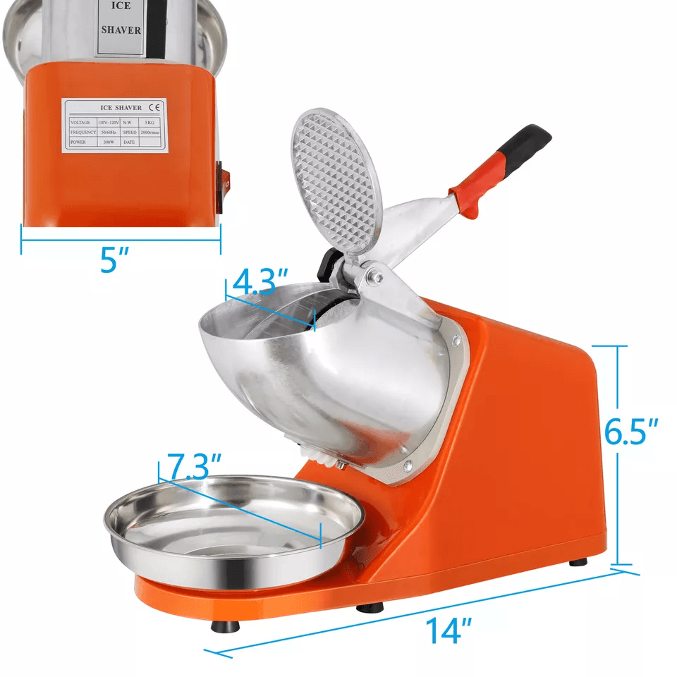 Electric Ice Shaver Snow Cone Maker Machine Orange Commercial  Home Use 4