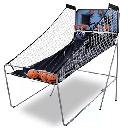 Foldable Indoor Basketball Arcade Game Double Shot 2 Player With Electronic Scoreboard  4 Balls 4