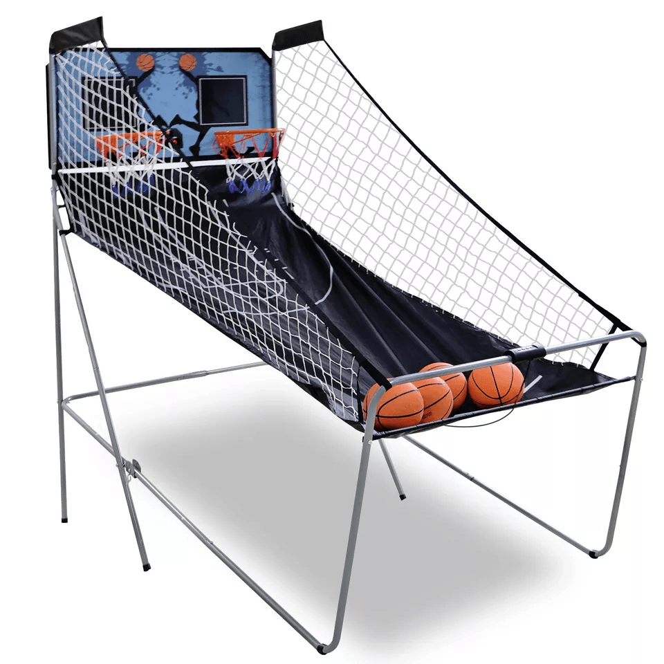 Foldable Indoor Basketball Arcade Game Double Shot 2 Player With Electronic Scoreboard  4 Balls 3