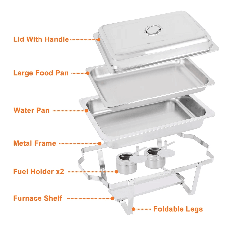 Stainless Steel Chafing Dish Buffet Set With Water Pan  Fuel Holder Full Size Catering Chafer For P 1