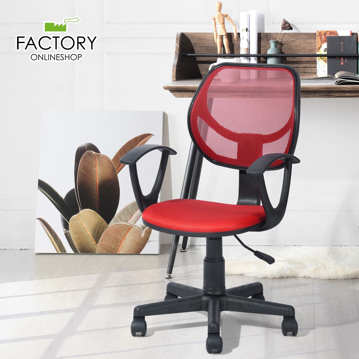 Adjustable Ergonomic Mesh Swivel Computer Office Desk Task Chair, Mid Back Rolling Seat with Lumbar Support