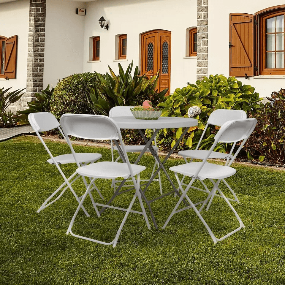 White Plastic Folding Chairs Stackable Portable Seating For Weddings Parties Camping Dining  Home U 3