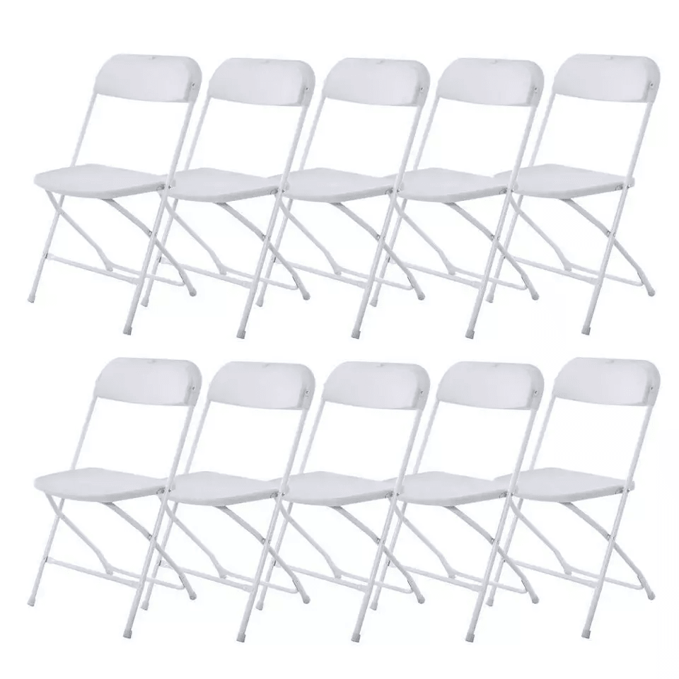 White Plastic Folding Chairs Stackable Portable Seating For Weddings Parties Camping Dining  Home U 1