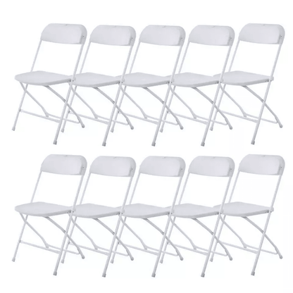 White Plastic Folding Chairs Stackable Portable Seating For Weddings Parties Camping Dining  Home U 1