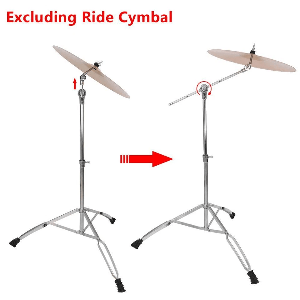 Premium Hardware Arm-Boom Cymbal Stand for Drummers – Adjustable Drum Holder Adapter Percussion Mount