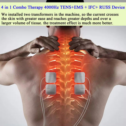 4in1 Electric Muscle Stimulator EMS IFT RUSS  TENS HighFrequency Physiotherapy Device