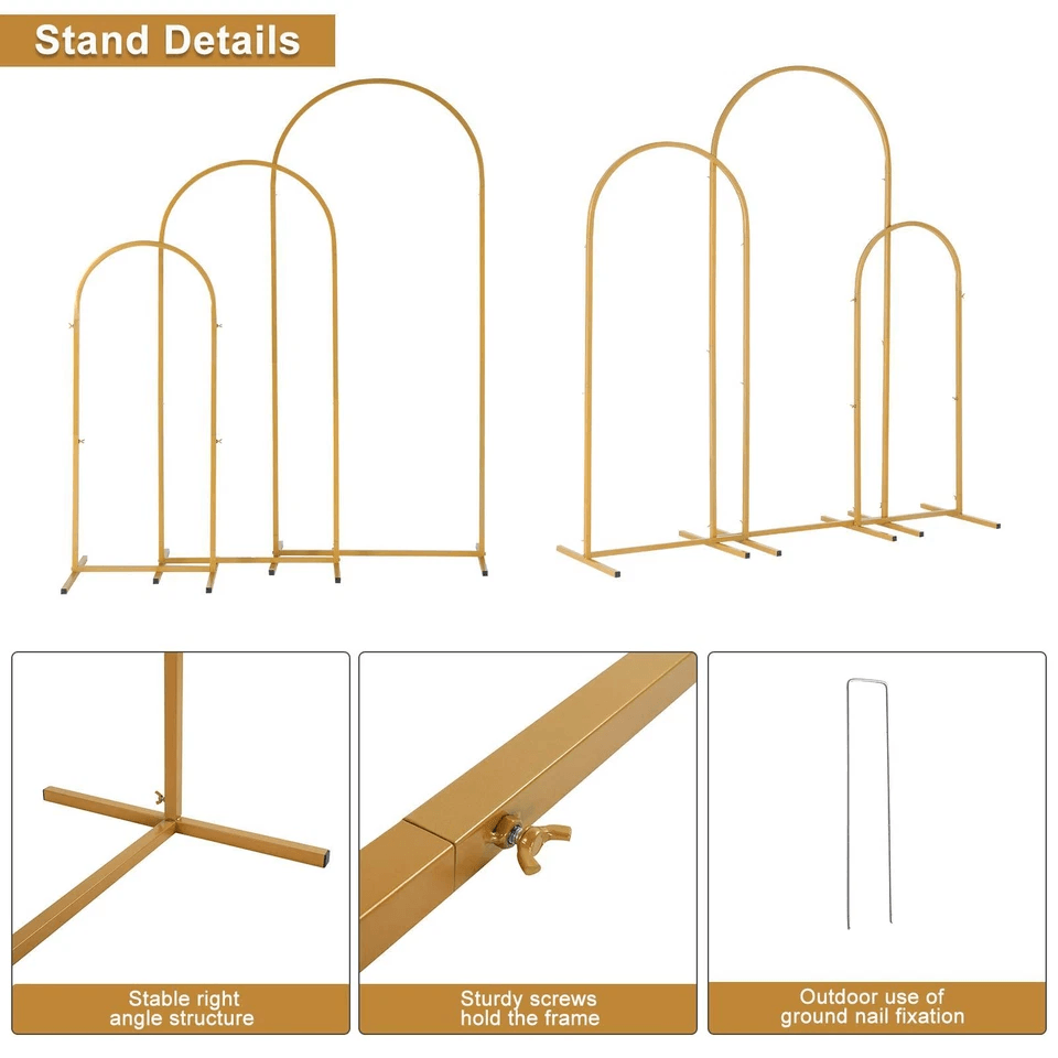 Gold Metal Arch Backdrop Stand Wedding Party  Event Decoration 4