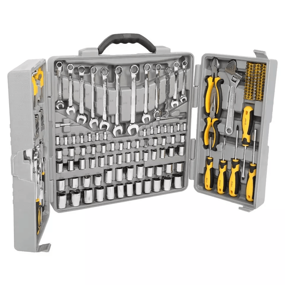 205 PCS Tool Set Mechanics Tool Kit With Wrenches Sockets  Hand Tools In Grey Case  Home Garage Car 1