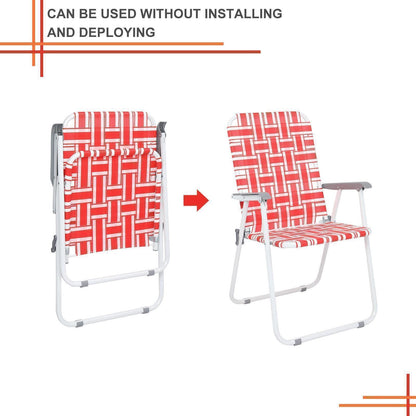 Folding Web Chair Lightweight Beach Lawn  Patio Chairs With Webbed Strap Design Portable Outdoor Se 5