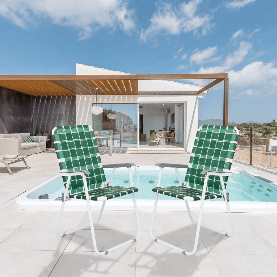 Folding Web Chair, Lightweight Beach, Lawn & Patio Chairs with Webbed Strap Design, Portable Outdoor Seating