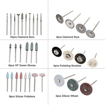 Comprehensive Dental Lab HP Kit 35Piece Polishing Set with Diamond Burs  Brushes for Ceramic  Po