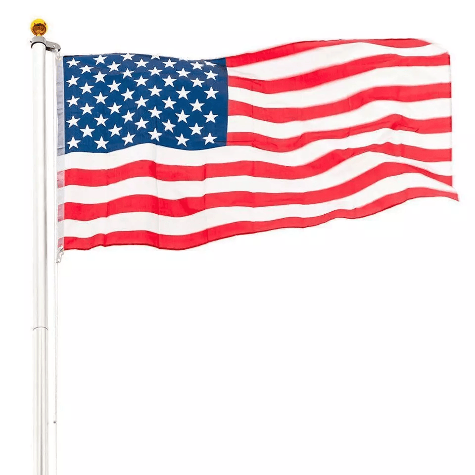Sectional Aluminum Flagpole Kit HeavyDuty Outdoor InGround Flag Pole With Gold Ball Finial 4