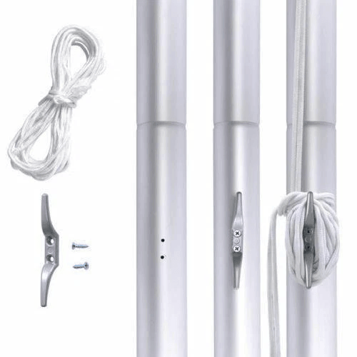 Sectional Aluminum Flagpole Kit HeavyDuty Outdoor InGround Flag Pole With Gold Ball Finial 3