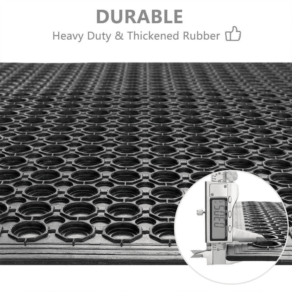 36" x 60" Heavy-Duty Black Commercial Anti-Fatigue Floor Mat – Non-Slip Rubber Drainage Mat for Indoor/Outdoor Use