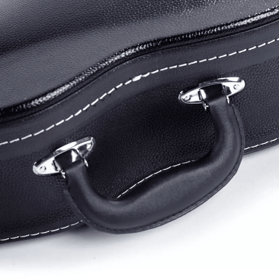 Glarry FStyle Mandolin Case  Microgroove Pattern HighClass Leather Black Hardshell Protection 5